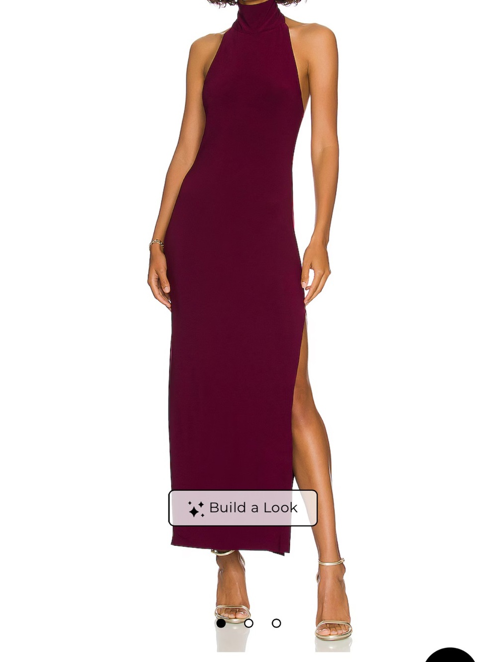 Norma Kamali Halter Turtle Side Slit Gown in Light Purple